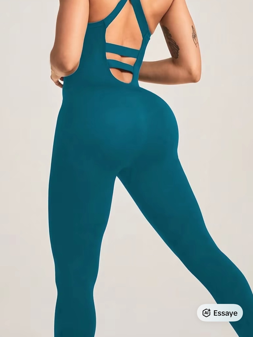 Seamless Teal Jumpsuit with Strappy Back